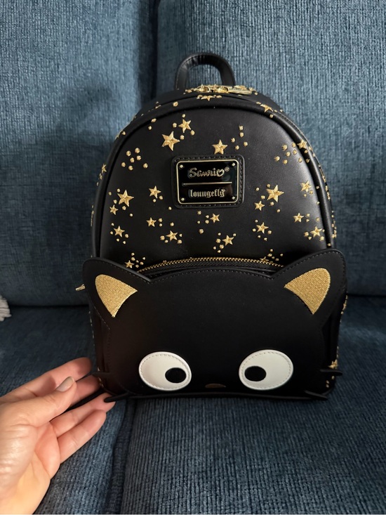 Loungefly Handbags - Loungefly Black Cat Mini Backpack with Gold Star Accents